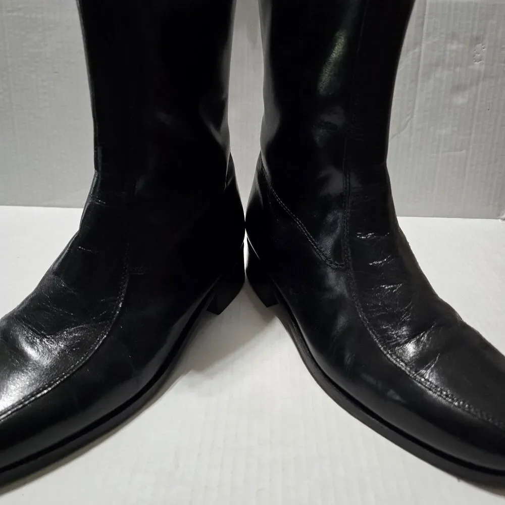 Nunn Bush Men's Black Leather Side Zip Ankle Boots US 8 D Dress Casual
